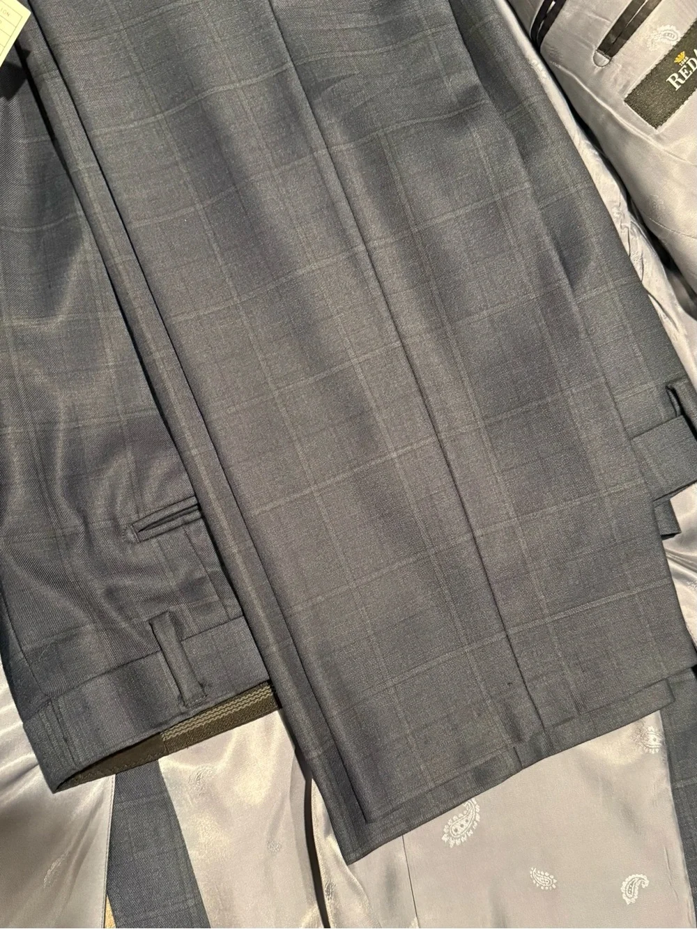 Reda Men's Navy Windowpane Two-Button Suit Blazer 40L